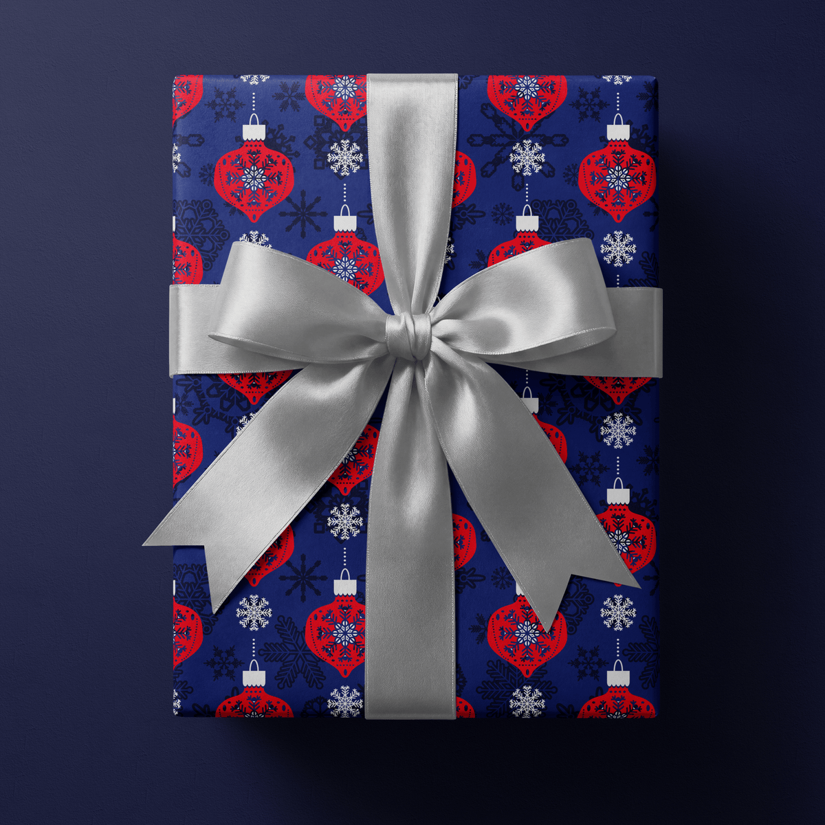 Navy Blue Christmas Wrapping Paper - Holiday on Fifth - Haus of Wrap