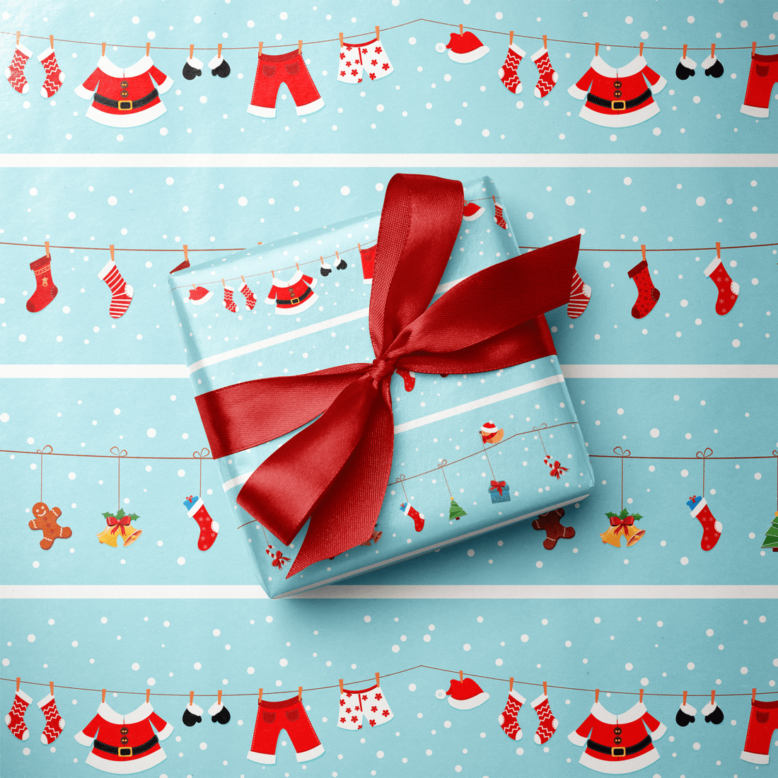 Kids Christmas Wrapping Paper - Wash Day at the Pole - Haus of Wrap