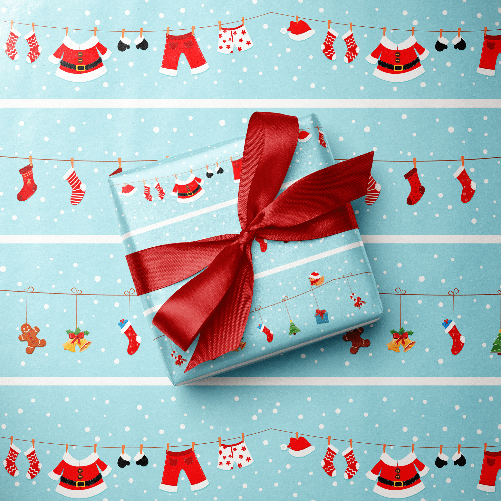 Kids Christmas Wrapping Paper - Wash Day at the Pole - Haus of Wrap