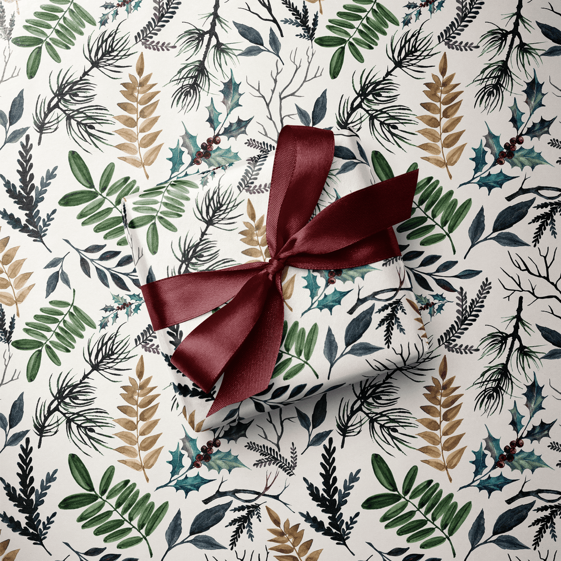 Botanical Christmas Wrapping Paper - The Forager - Haus of Wrap