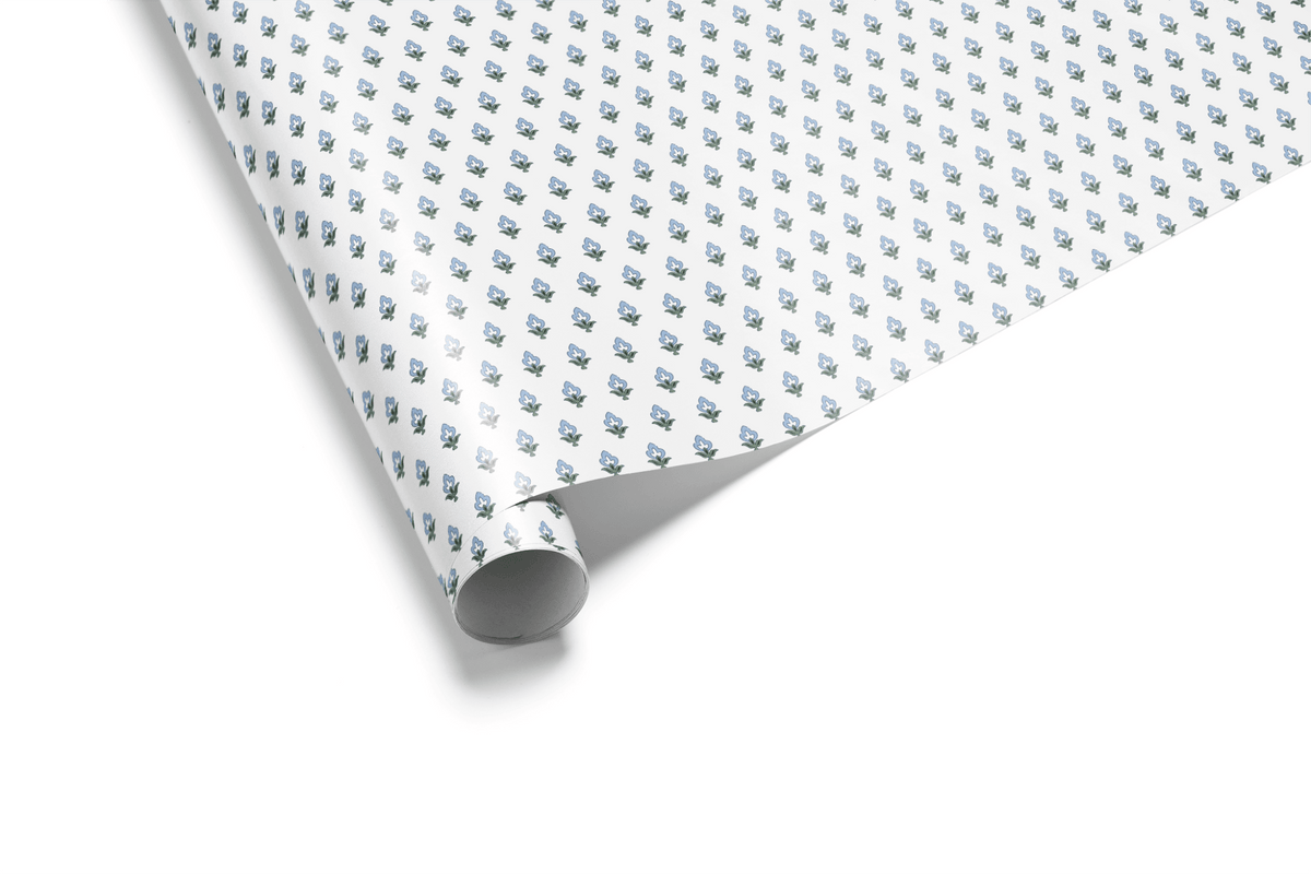 Blue Floral Wrapping Paper - Bluebud - Haus of Wrap