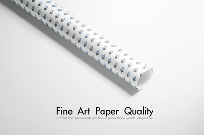 Blue Floral Wrapping Paper - Bluebud - Haus of Wrap