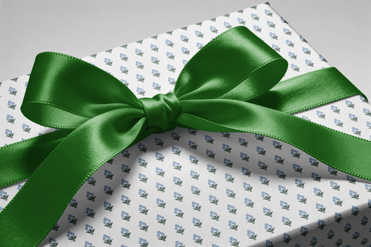 Blue Floral Wrapping Paper - Bluebud - Haus of Wrap