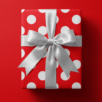 Red Polka Dot Wrapping Paper - Polka Claus - Haus of Wrap