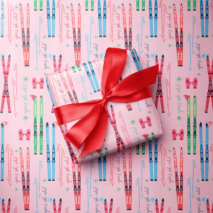 Skier Wrapping Paper - Snow Bunny Club - Haus of Wrap