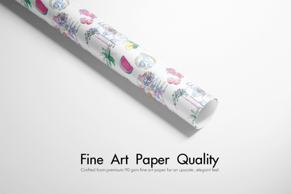 Preppy Wrapping Paper - Palm Beach Toile - Haus of Wrap