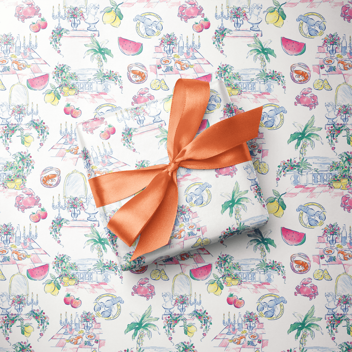 Preppy Wrapping Paper - Palm Beach Toile - Haus of Wrap