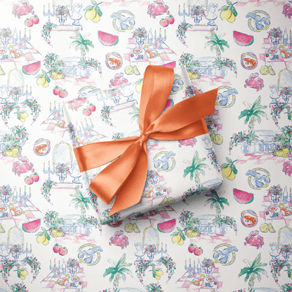 Preppy Wrapping Paper - Palm Beach Toile - Haus of Wrap