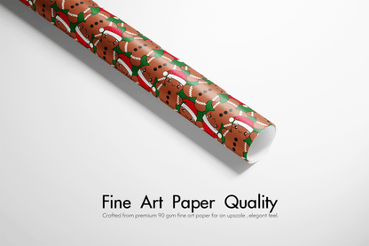 Gingerbread Christmas Wrapping Paper - Cookie Claus - Haus of Wrap