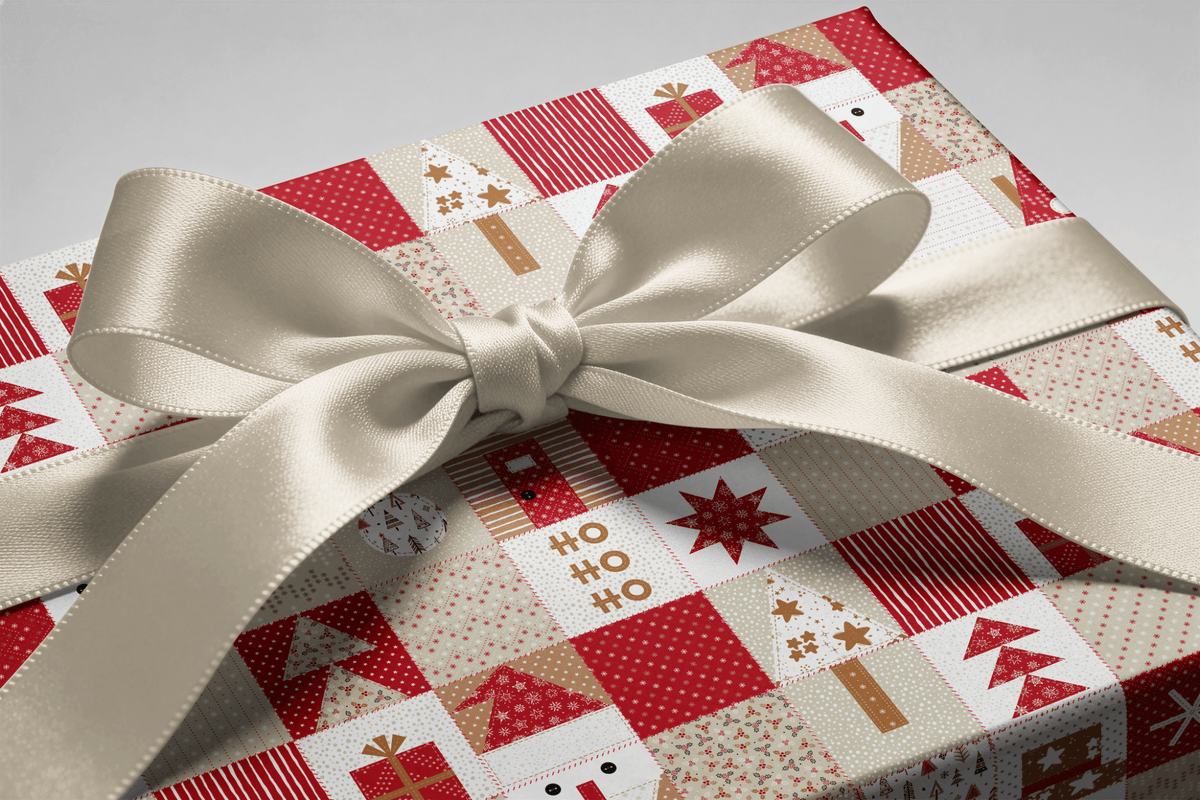 Rustic Christmas Wrapping Paper - Quilted Christmas - Haus of Wrap