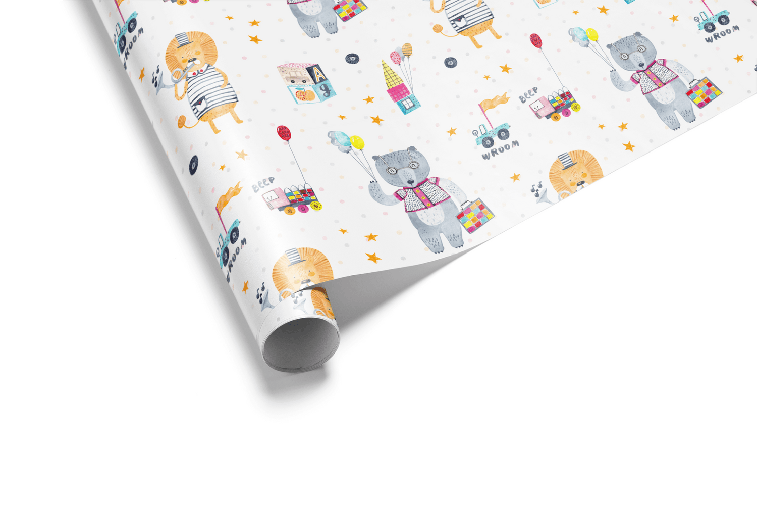 Baby Shower Wrapping Paper Rolls - Toy Box Social - Haus of Wrap