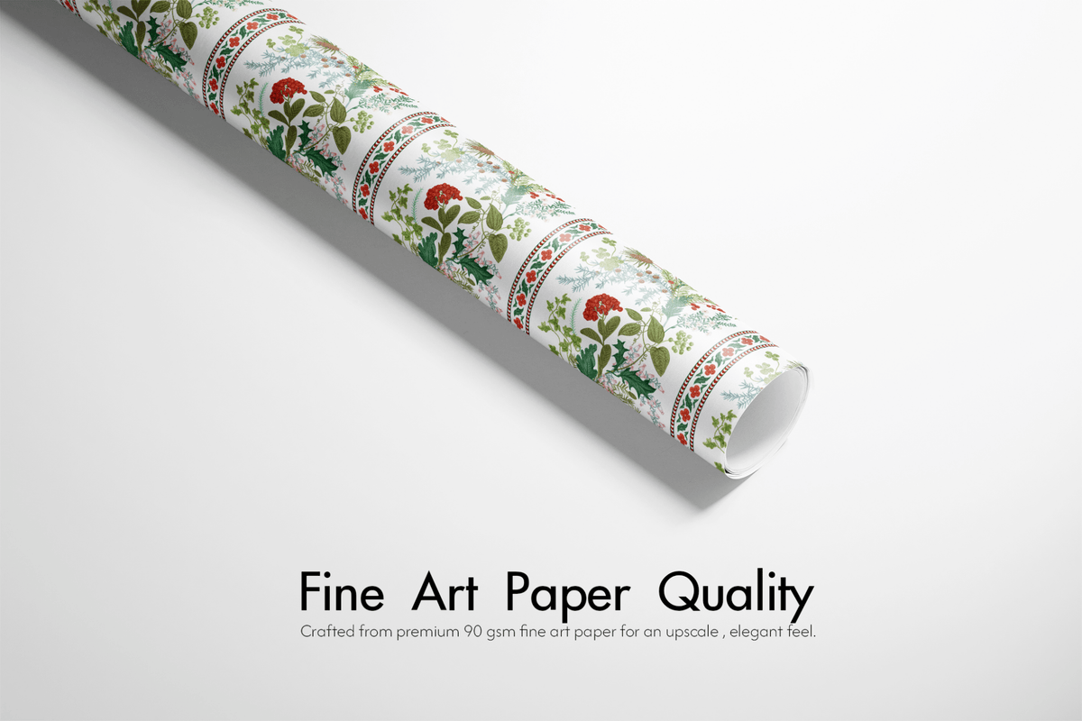 Floral Christmas Wrapping Paper - Countryside Christmas - Haus of Wrap