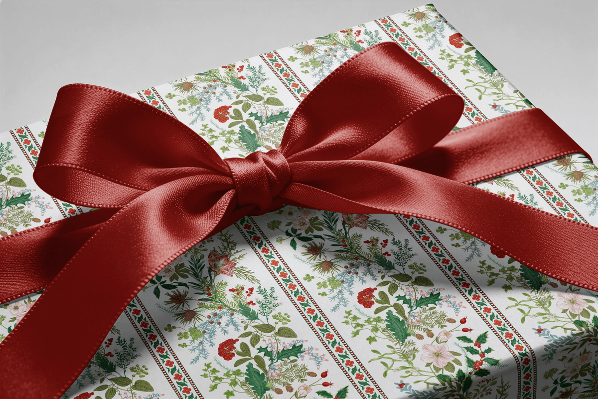 Floral Christmas Wrapping Paper - Countryside Christmas - Haus of Wrap