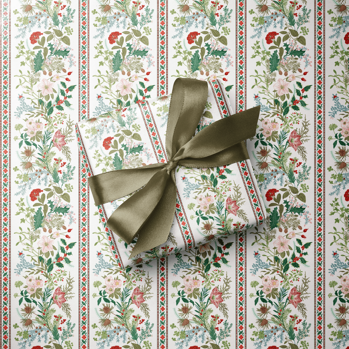 Floral Christmas Wrapping Paper - Countryside Christmas - Haus of Wrap