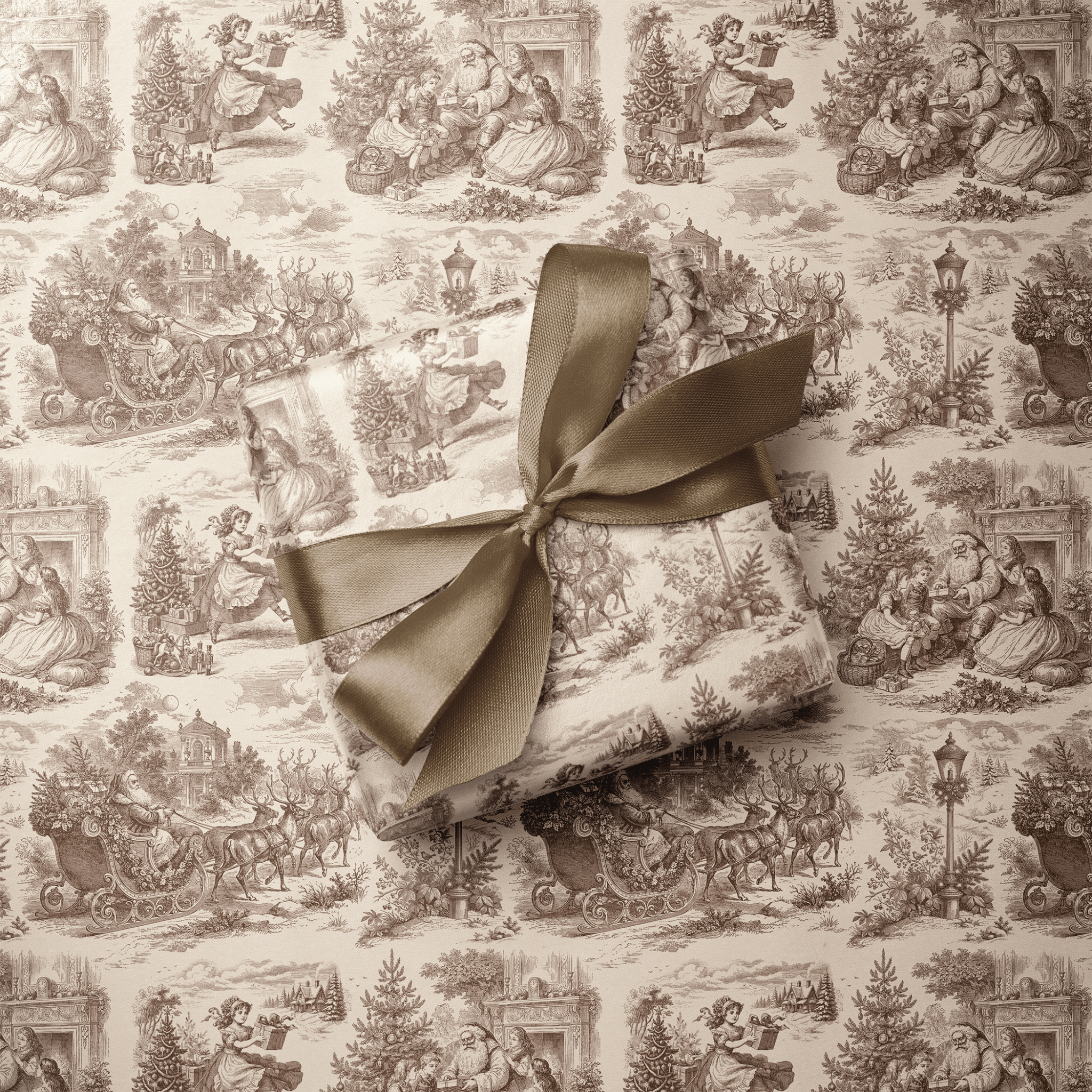 Toile Christmas Wrapping Paper - Avenue Montaigne Christmas - Haus of Wrap
