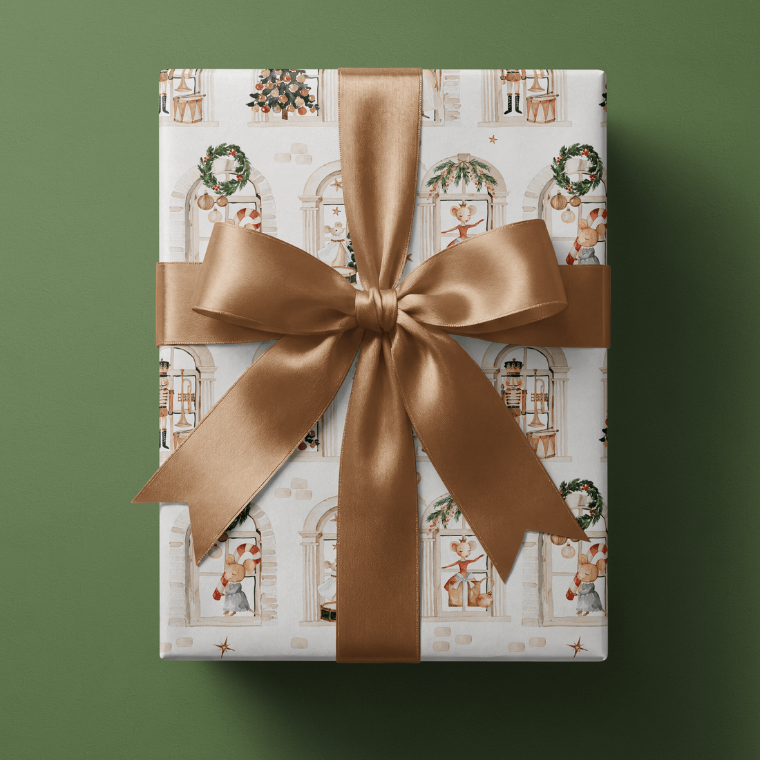 Watercolor Christmas Wrapping Paper - Through the Arched Window - Haus of Wrap