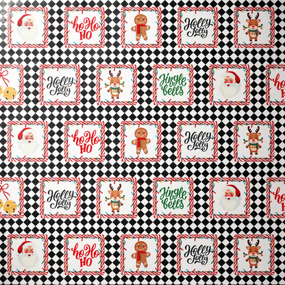 Black and White Christmas Wrapping Paper - Holly Jolly Check - Haus of Wrap