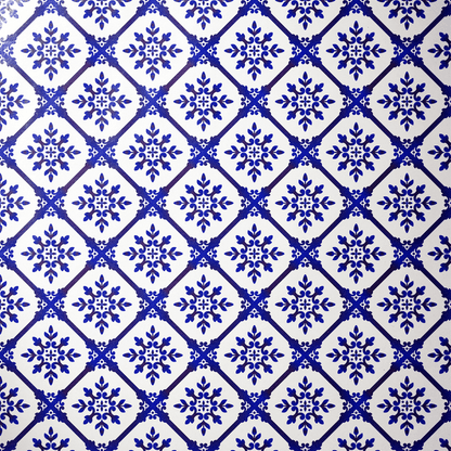 Blue and White Christmas Wrapping Paper - Porcelain Frost - Haus of Wrap