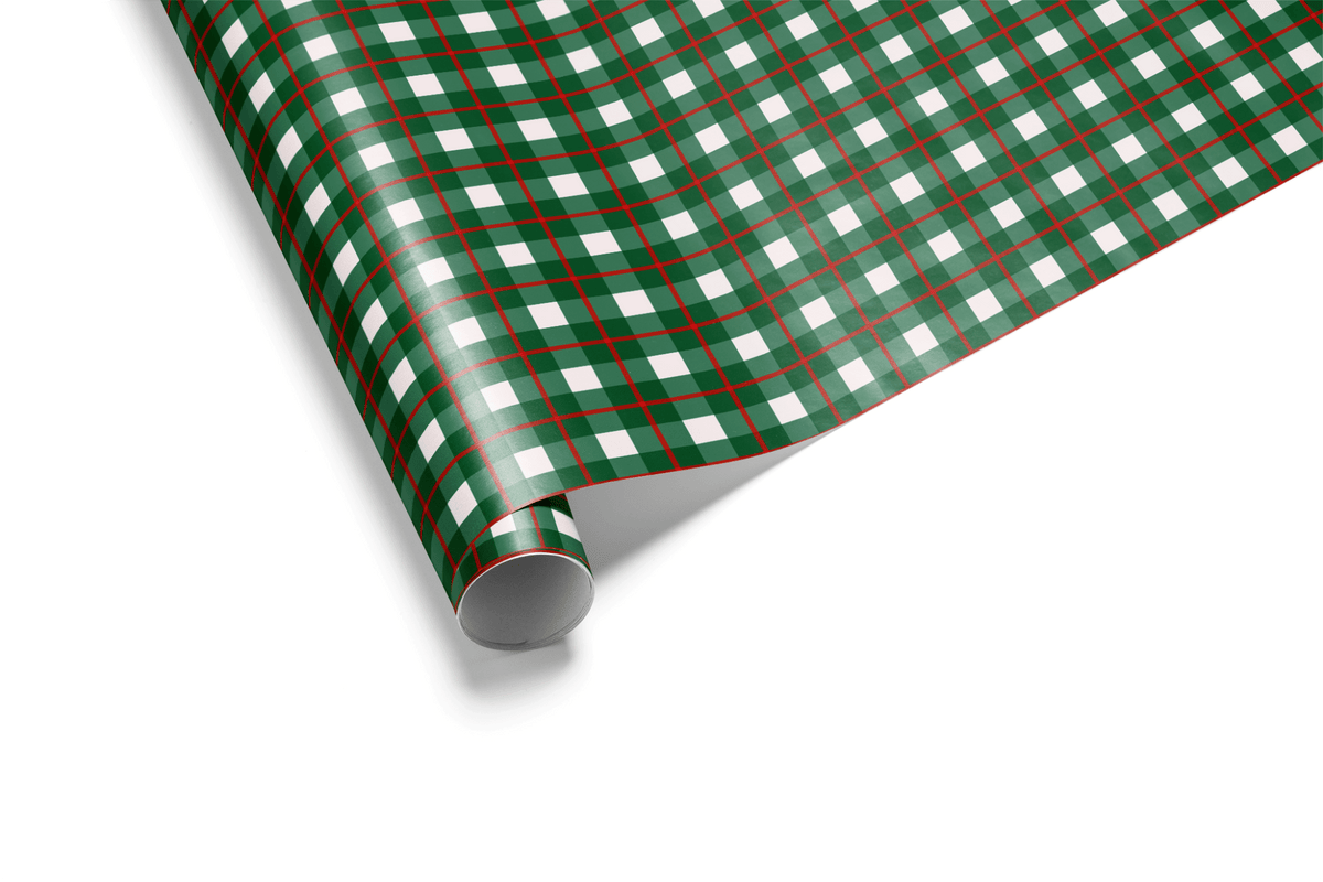 Checkered Christmas Wrapping Paper - Holly House Check - Haus of Wrap