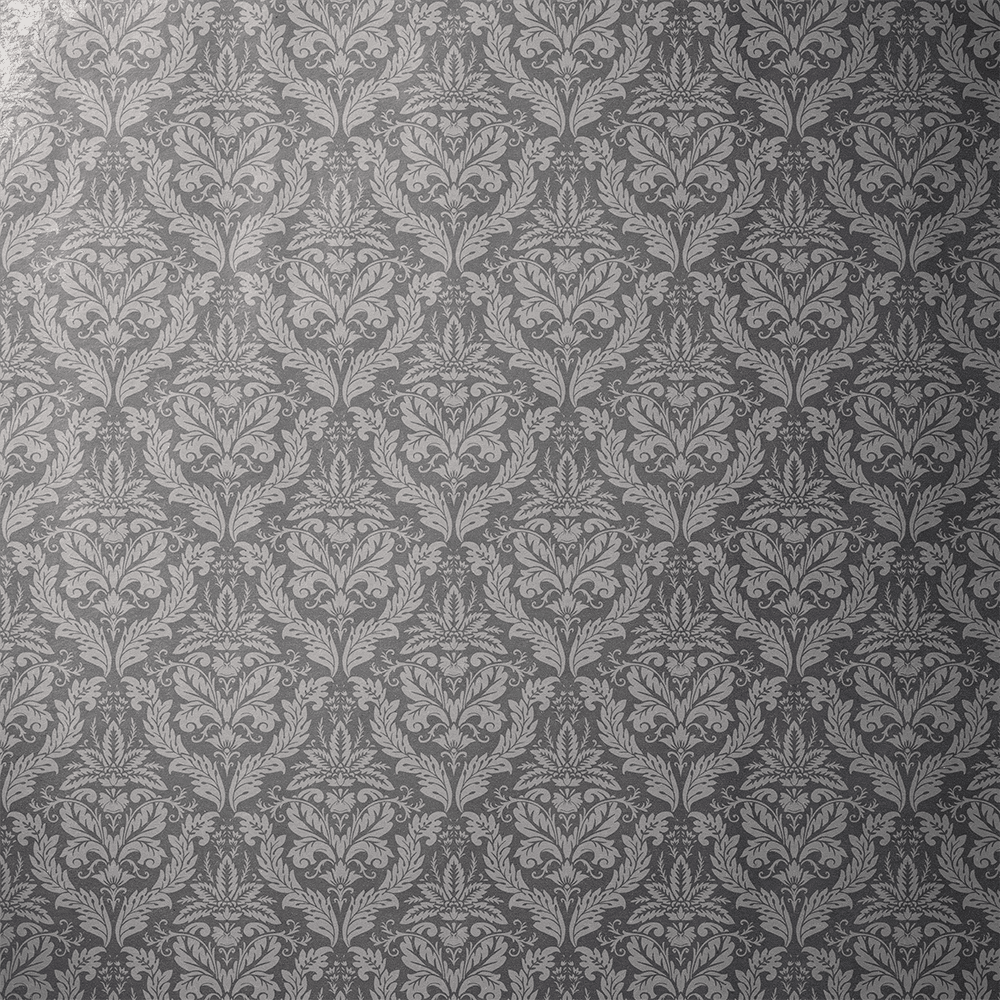 Close-up of black ribbon bow on a gift wrapped in Stonewell grey wrapping paper