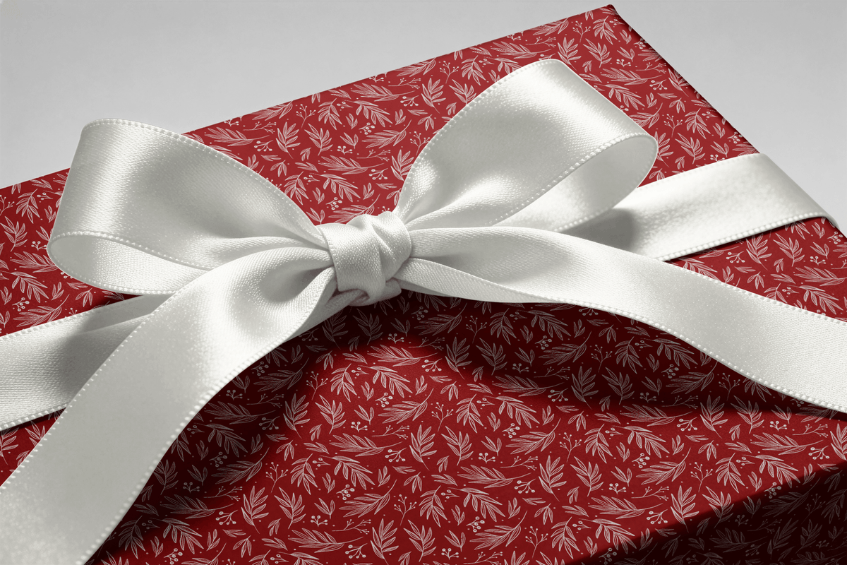 Dark Red Wrapping Paper - Crimson Understory - Haus of Wrap