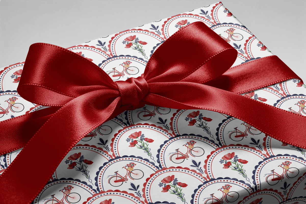 Bicycle Wrapping Paper - Pedal &amp; Poppy - Haus of Wrap