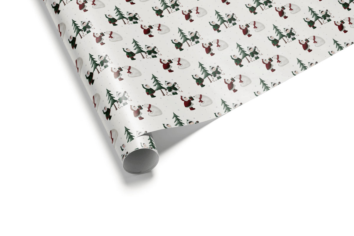 Polar Bear Christmas Wrapping Paper - Wintry Pals - Haus of Wrap