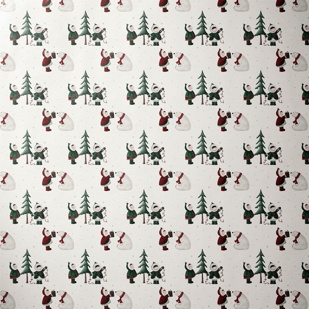 Polar Bear Christmas Wrapping Paper - Wintry Pals - Haus of Wrap
