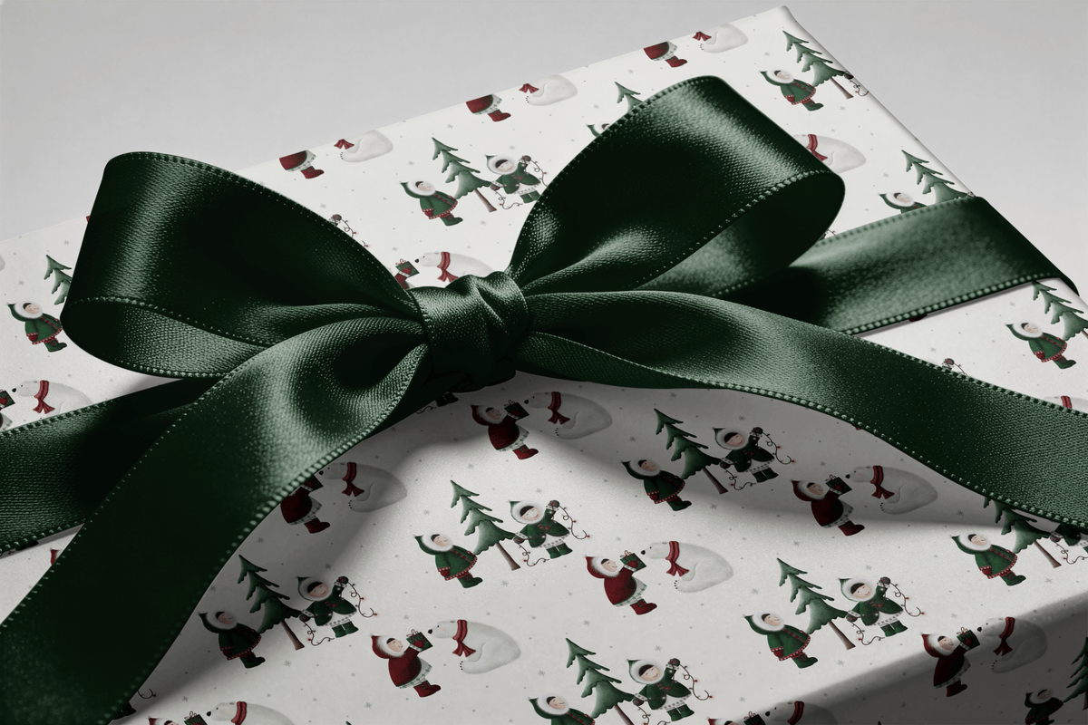 Polar Bear Christmas Wrapping Paper - Wintry Pals - Haus of Wrap
