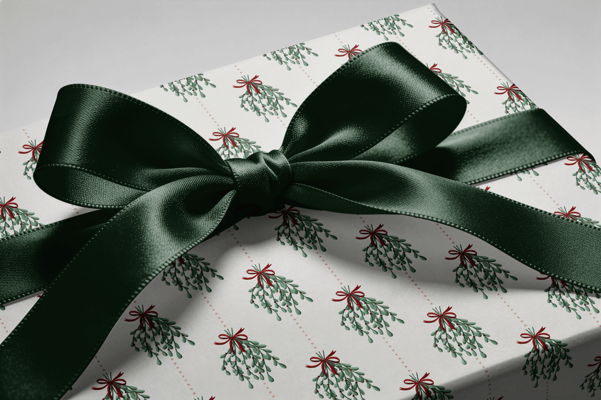 Mistletoe Wrapping Paper - Kissing Bough - Haus of Wrap