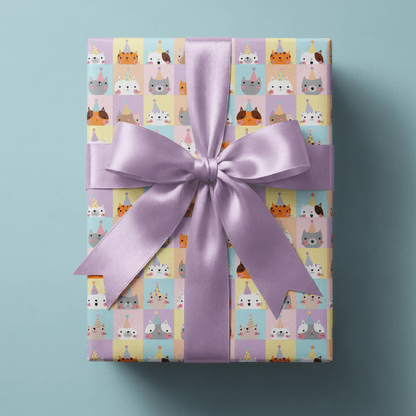 Cat Birthday Wrapping Paper - Purr-fetti - Haus of Wrap