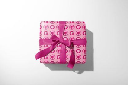 Pink Barbie Birthday &amp; Christmas Wrapping Pape Malibu Icon pink wrapping paper gift box with doll silhouette pattern and ribbon