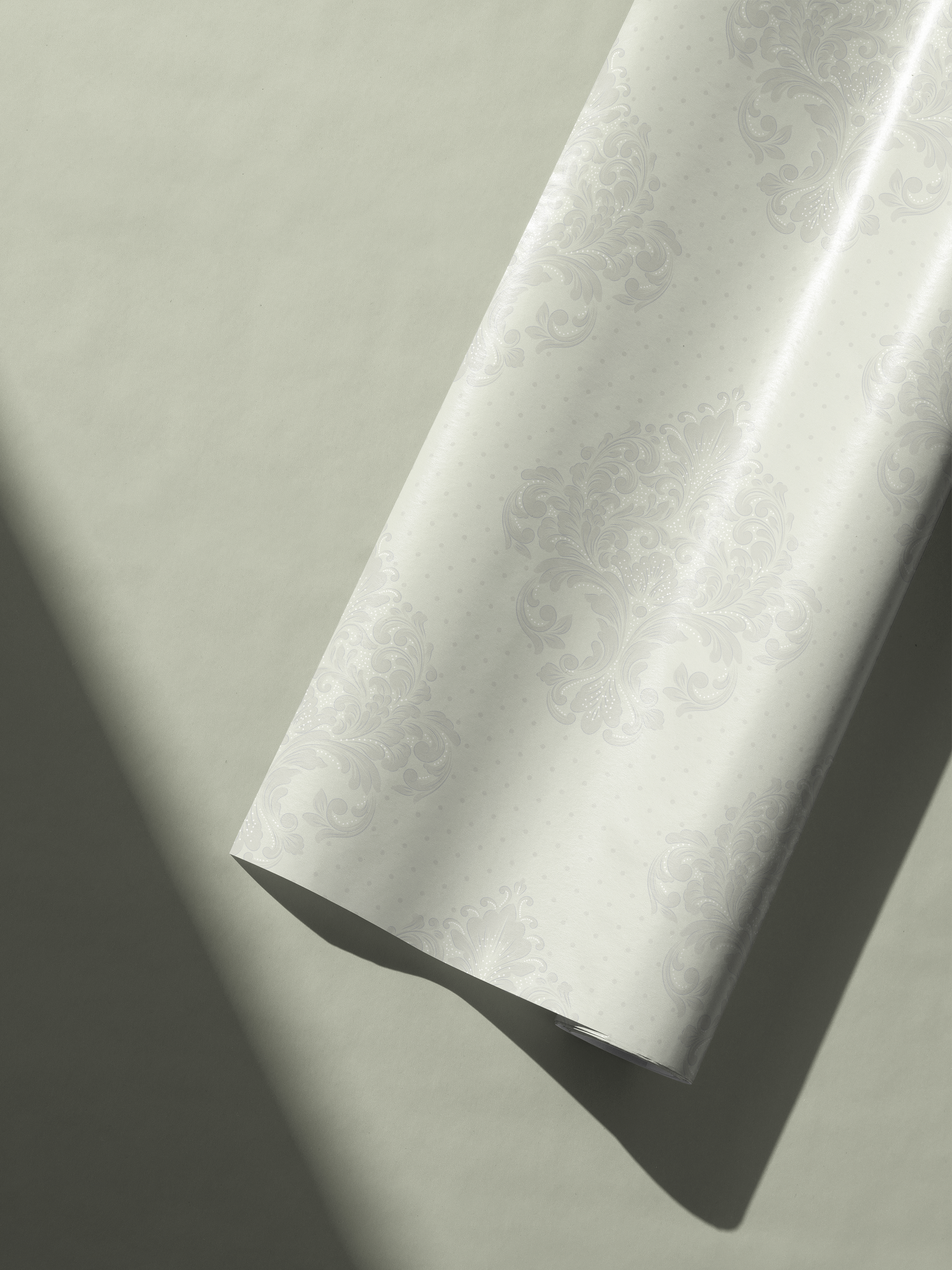 Alt Tag: Bridal Shower Gift Wrap in soft ivory with tonal damask pattern, timeless romantic bridal wrapping paper