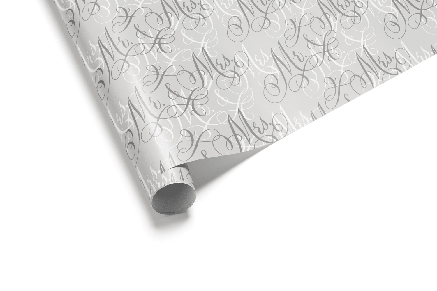 Wedding Wrapping Paper Vows In Starlight with elegant Mr. &amp; Mrs. calligraphy script on soft neutral background