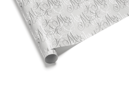 Wedding Wrapping Paper Vows In Starlight with elegant Mr. &amp; Mrs. calligraphy script on soft neutral background