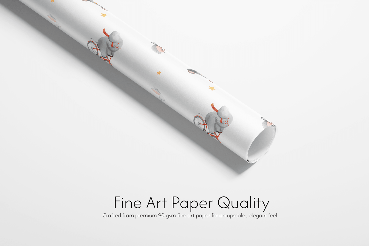 Alt Tag: Wild Wheels Adventure Wrap fine art wrapping paper roll with safari animal pattern, premium 90 gsm paper quality